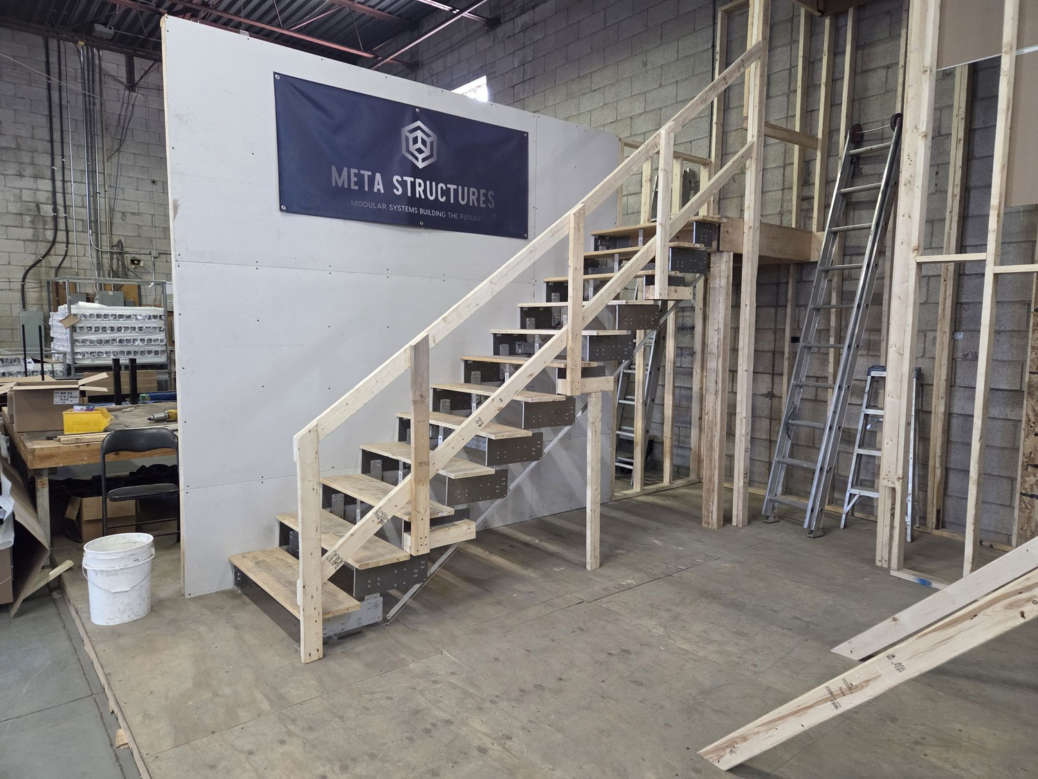 Residential stair installation during construction
