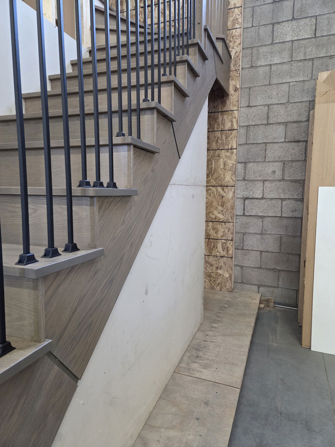 Residential staircase installation in progress
