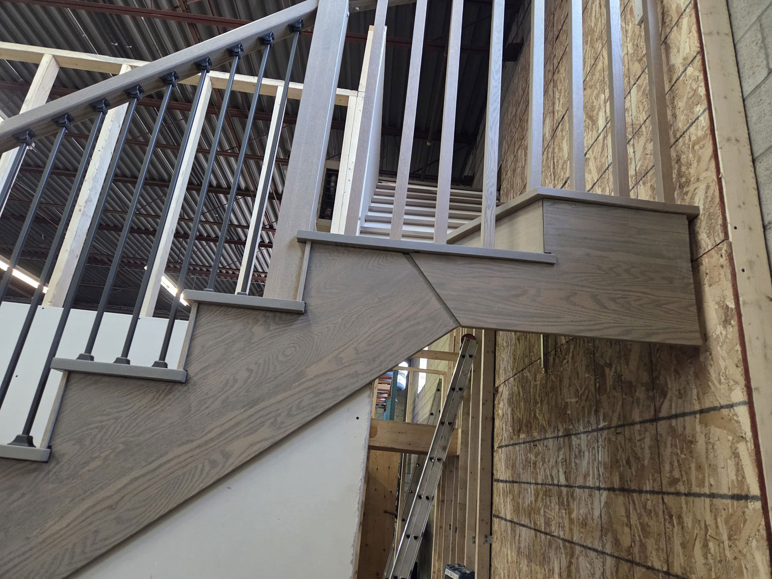 Staircase assembly installed before project completion