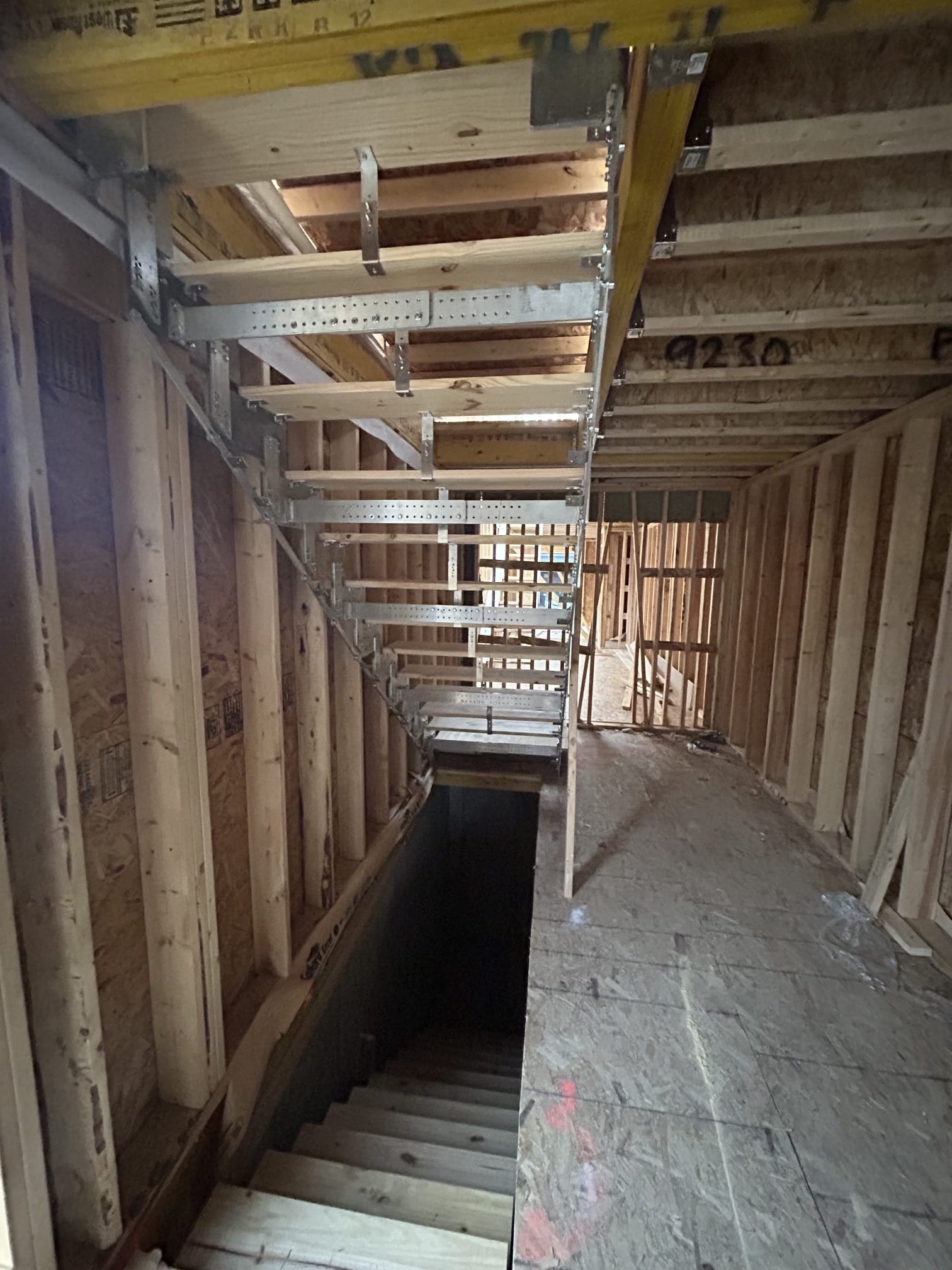 Stair system installed during active construction