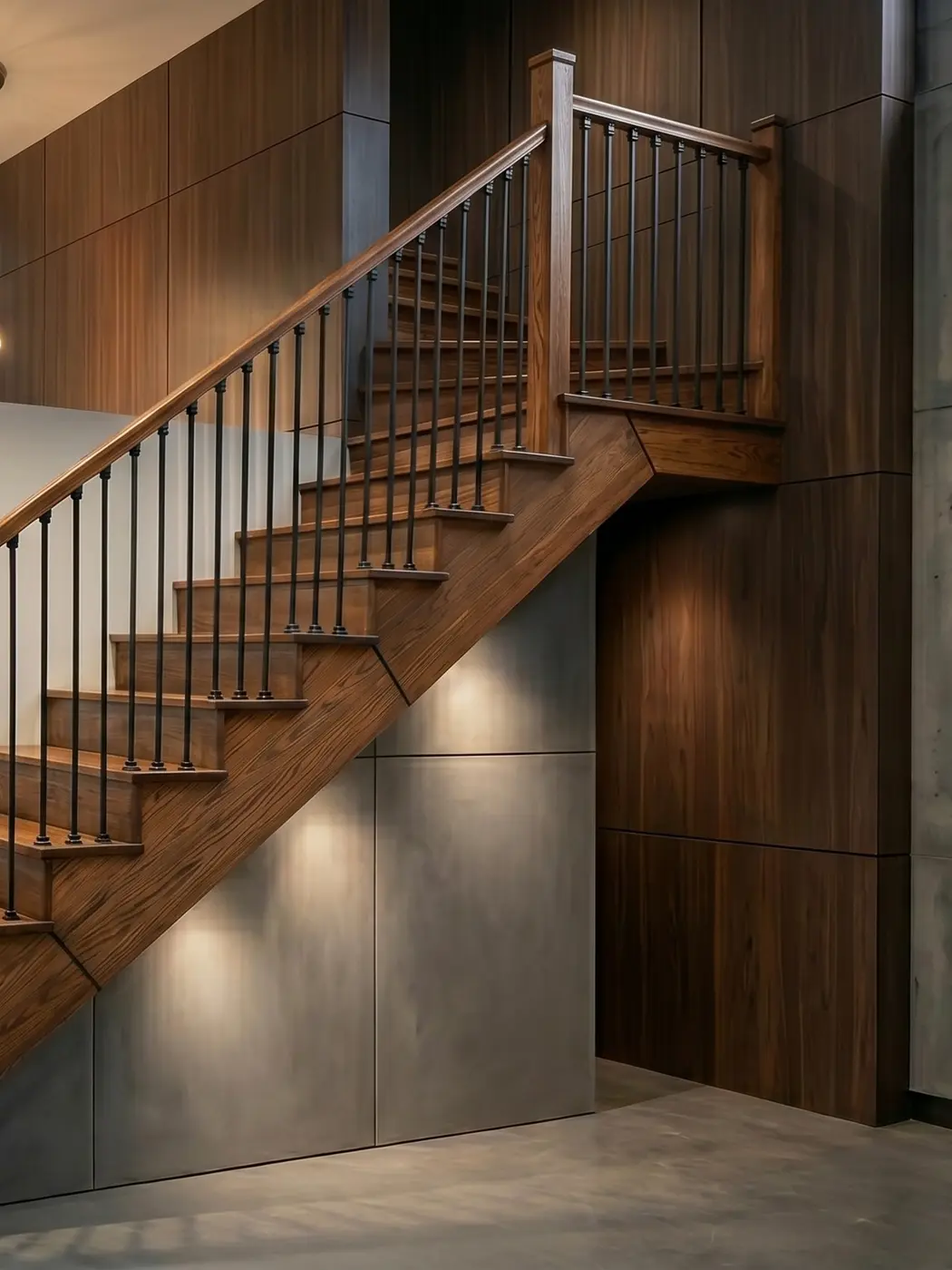 Custom staircase finishes in a modern interior
